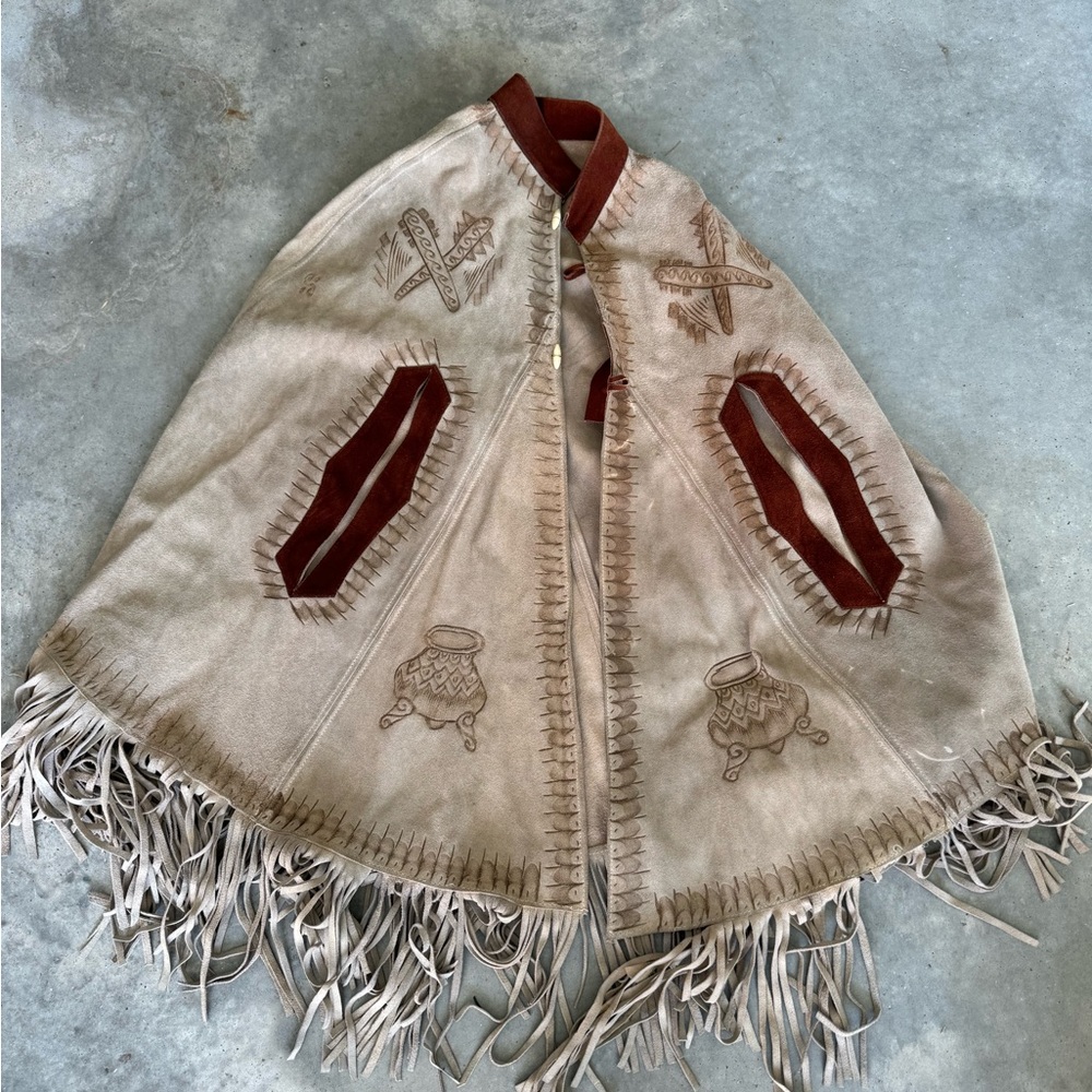 Vintage leather Indian poncho.